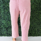 Elastic Waist Striped Barrel Pants