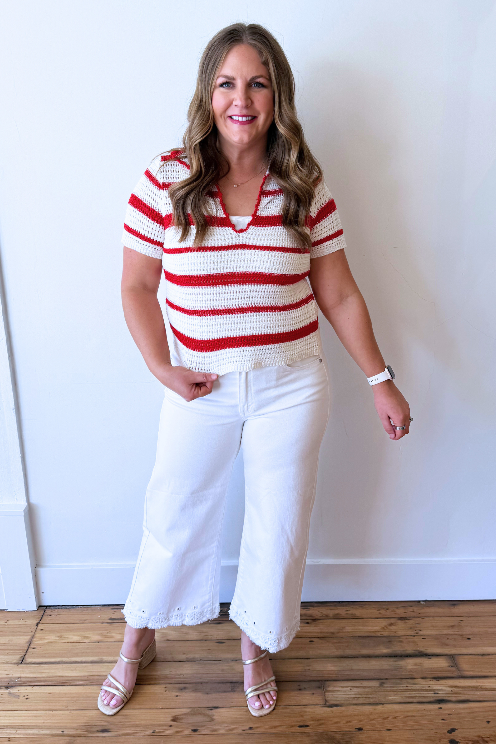Striped Crochet Polo Short Sleeve - The 308 Boutique