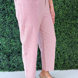 Elastic Waist Striped Barrel Pants