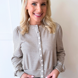 Striped Knit Button Cardigan