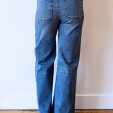 Maya High Rise Porkchop Front Pockets Wide Leg Raw Hem