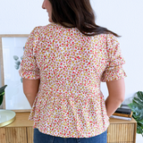 1/2 Puff Sleeve Peplum Top
