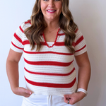 Striped Crochet Polo Short Sleeve - The 308 Boutique