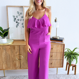 Sleeveless Flutter Top Jumpsuit