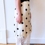 Polka Dot Lace Satin Midi Skirt