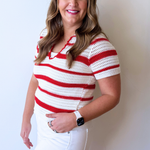 Striped Crochet Polo Short Sleeve - The 308 Boutique