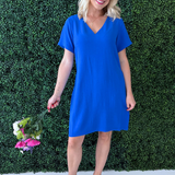 Classic Cut V-Neck Short Sleeve Dress