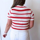 Striped Crochet Polo Short Sleeve - The 308 Boutique