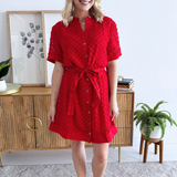 3D Floral Buttondown Dress