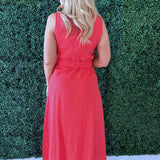 Sleeveless Belted Shirt Midi Dress