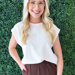 Round Neck Cloudy Knit Short Sleeve - The 308 Boutique