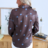 Polka Dot 3/4 Sleeve Button Down