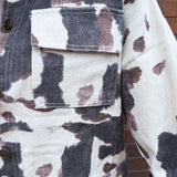 Collared Cow Print Jacket