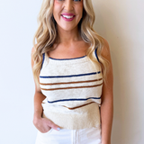 Knit Contrast Trim Striped Sleeveless Top