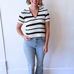 Striped Crochet Polo Short Sleeve - The 308 Boutique