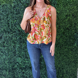 Sleeveless V Neck Woven Top w/ Pintucks