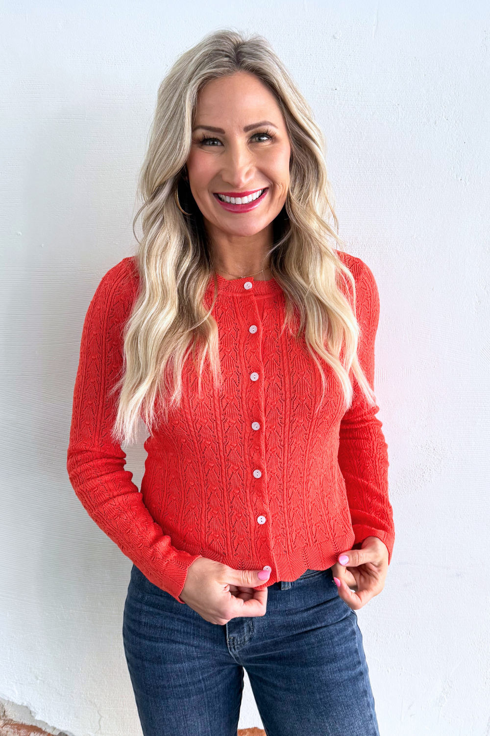 Lightweight Scallop Edge Cardigan