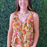 Sleeveless V Neck Woven Top w/ Pintucks