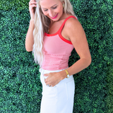Henley Striped Sleeveless Top