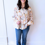 Relaxed Fit Floral Button Down Long Sleeve Blouse - The 308 Boutique