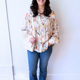 Relaxed Fit Floral Button Down Long Sleeve Blouse - The 308 Boutique