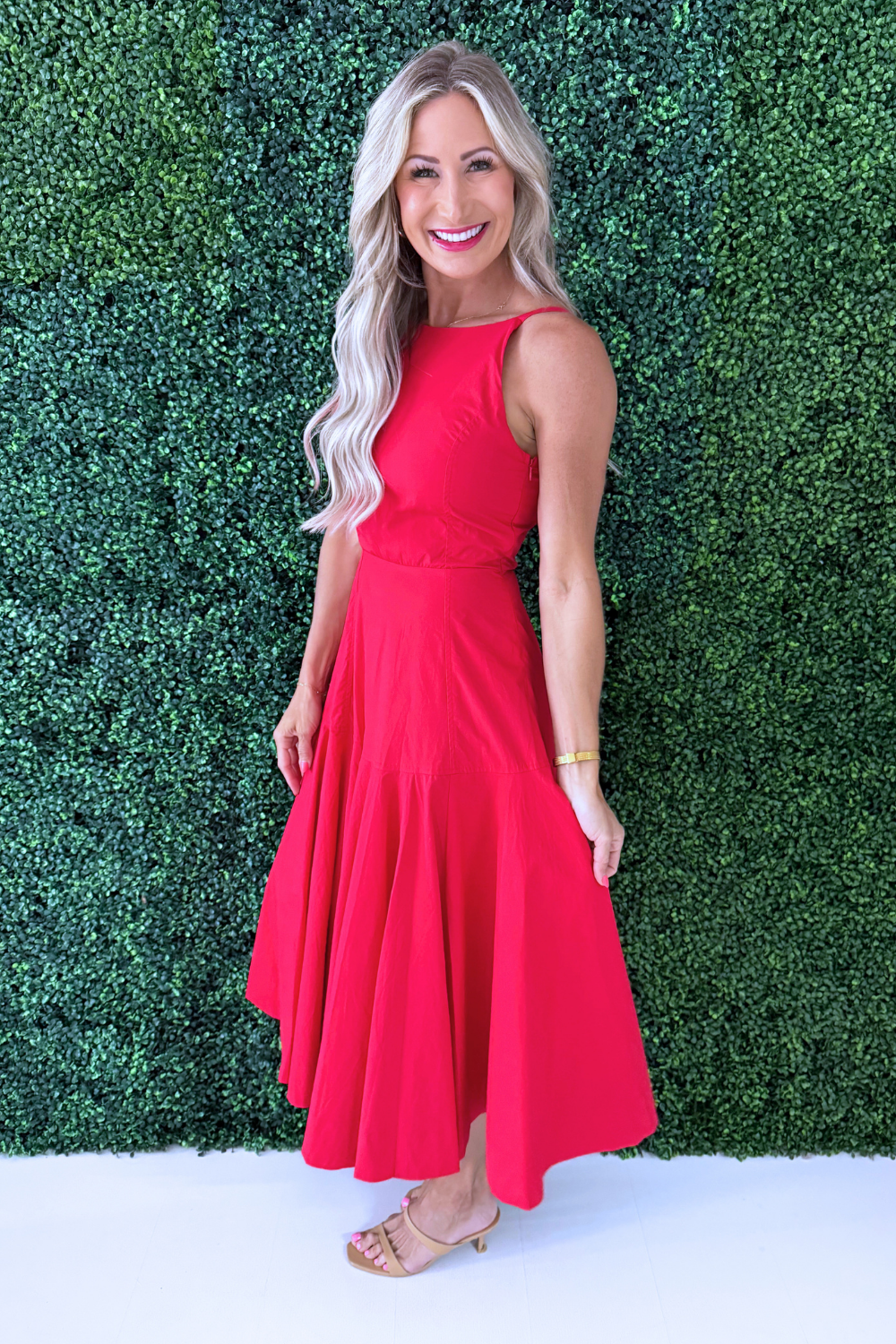 Halter A-Line Midi Dress Small / Red Halter A-Line Midi Dress Small / Red