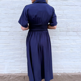 Full Zip Short Sleeve Midi Dress