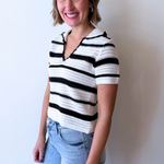 Striped Crochet Polo Short Sleeve - The 308 Boutique