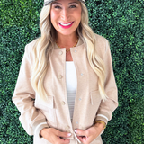 Stripe Cuff Bomber Jacket