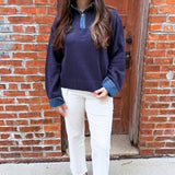 Denim Cuff and Collar Sweater