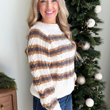 Long Sleeve Knitted Striped Sweater