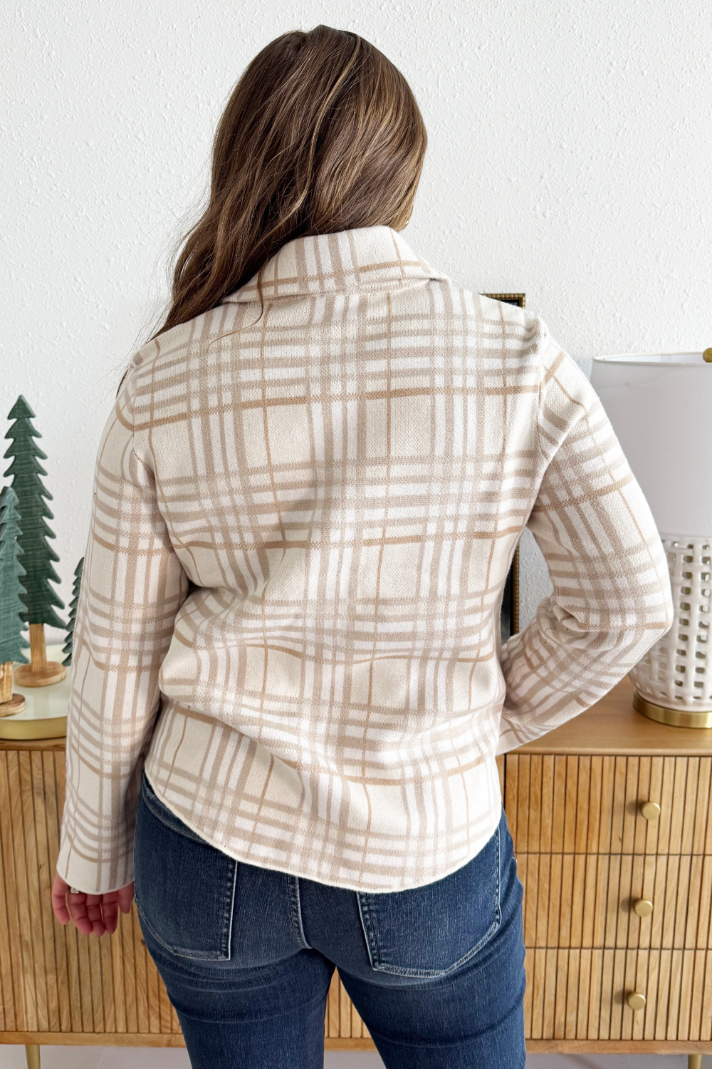 Check Patterned Sweater Jacket - The 308 Boutique