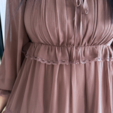 Long Sleeve Tiered Tie Front Dress