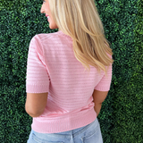 Pointelle Striped Sweater Tee