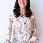 Relaxed Fit Floral Button Down Long Sleeve Blouse - The 308 Boutique