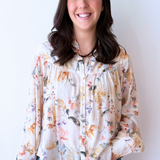 Relaxed Fit Floral Button Down Long Sleeve Blouse - The 308 Boutique