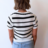 Striped Crochet Polo Short Sleeve - The 308 Boutique