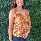 Sleeveless V Neck Woven Top w/ Pintucks