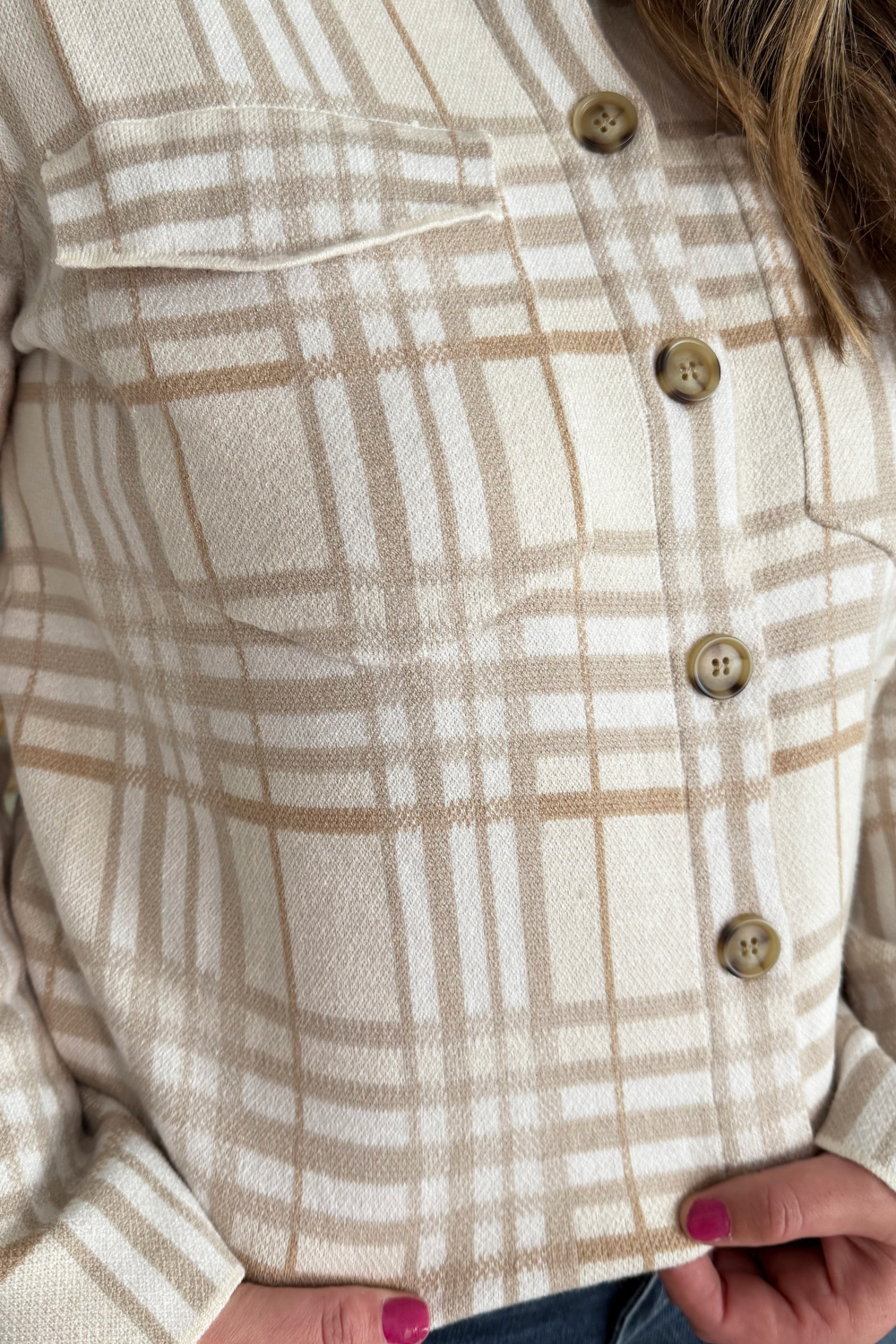 Check Patterned Sweater Jacket