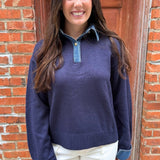 Denim Cuff and Collar Sweater