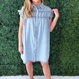 Smocked Detail Denim Dress