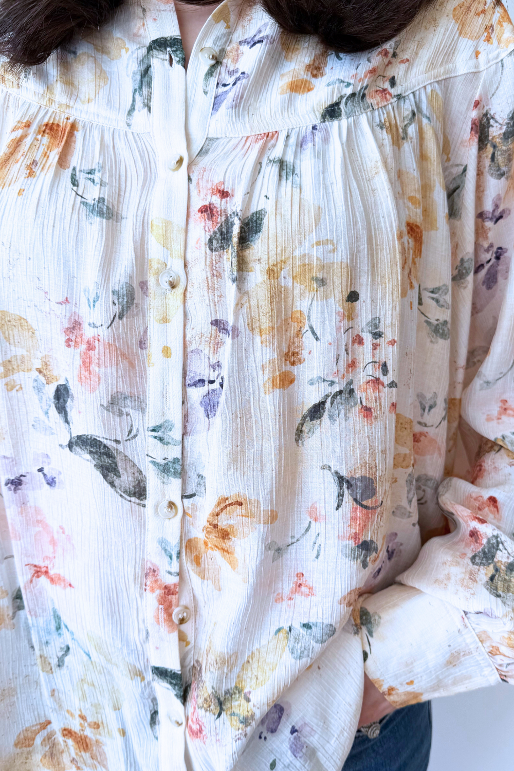 Relaxed Fit Floral Button Down Long Sleeve Blouse - The 308 Boutique