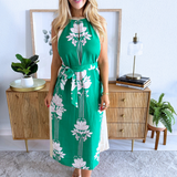 Floral Print Halter Neck Midi Dress