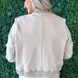 Stripe Cuff Bomber Jacket