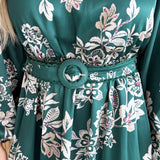 Split Neck Floral Print Dress