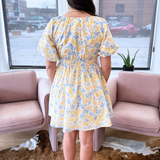Puff Sleeve Round Neck Mini Dress