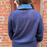Denim Cuff and Collar Sweater