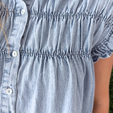 Smocked Detail Denim Dress