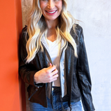 Hooded Faux Leather Moto Jacket