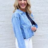 Peplum Hem Denim Jacket